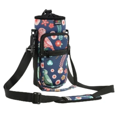 Image of Nuovoware Water Bottle Carrier Bag, 25OZ/710ML Pouch Holder, Adjustable Shoulder Hand Strap 2 Pocket Sling Neoprene Sleeve Sports Accessories for Men Women Kids Gym Hiking Travel