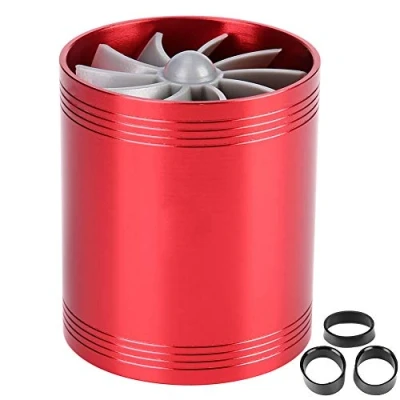 Image of KIMISS Car Air Intake Turbonator Dual Fan Turbines Supercharger Gas Fuel Saver Turbo Super Charger (Red)