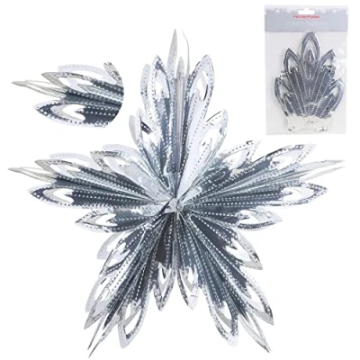 Image of Christmas Concepts® 16 (1.3ft) Large Foil 3D Star Hanging Decoration Trimming (Silver)
