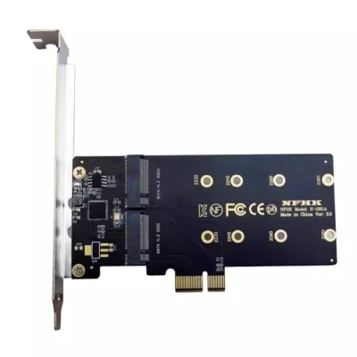 Image of Huudngeje PCI E to M2 Adapter Express X1 2 Port B Key M.2 NGFF SATA SSD PCIE Expansion Card Riser