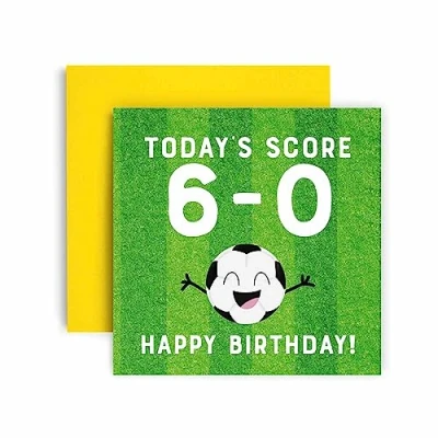Image of Huxters 6th Birthday Card Cards for Boys Girls Football Goals Scored Happy Son or Daughter Brother Sister Friend Envelope (6th)
