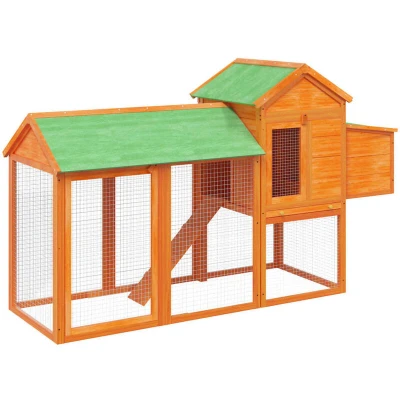 Image of vidaXL Chicken Coop Brown 193x65x117 cm Solid Wood Pine