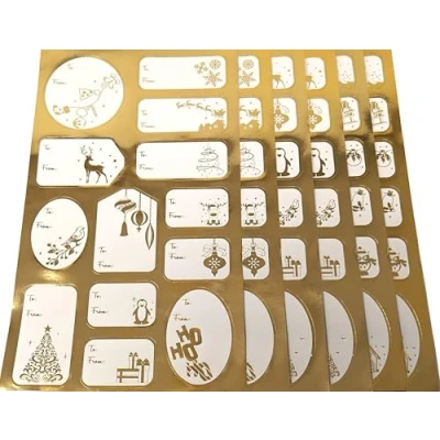Image of Christmas Gold Foil Gift Labels/Stickers 100