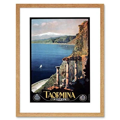 Image of Wee Blue Coo Travel Taormina Sicily Etna Greek Theatre Italy Picture Framed Wall Art Print