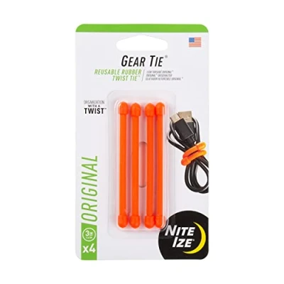 Image of Nite Ize GT3 4PK 31 Original Gear Tie Bright Orange Made in The USA, 3&quot; 4 Pack
