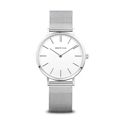 Image of BERING Women Analog Quartz Classic Collection Watch with stainless steel Strap and Sapphire Crystal 14134 004, Silver, 34 (EU)