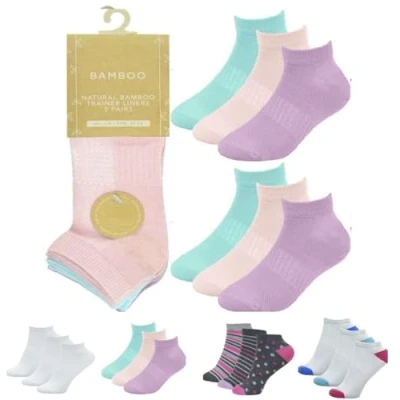 Image of OnlyBee 6 Pairs of Ladies BAMBOO Trainer Ankle Socks (Pastel Shades)