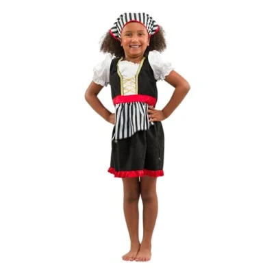 Image of PRETEND TO BEE Deluxe Pirate Girl Fancy Dress Costume for Kids, Multicoloured, 5 7 Years