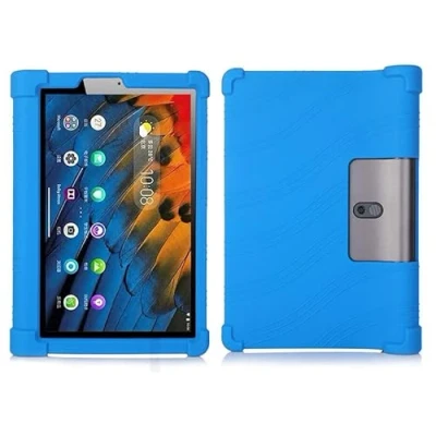 Image of Case for Lenovo Yoga Smart Tab YT X705F 10.1 Inch Tablet Case, Kids Friendly Soft Silicone Adjustable Stand Cover with PC (Dark Blue)