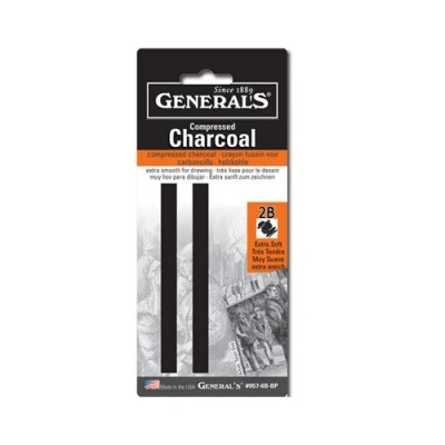 Image of GENERAL&#039;S Compressed Charcoal Stick 4B 2/Pk