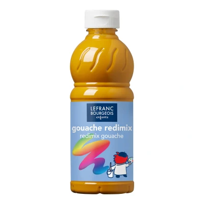 Image of Lefranc Bourgeois Redimix Liquid Gouache for Children 500 ml Bottle Yellow Ochre