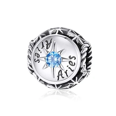 Image of Aries Constellation Charm 925 Sterling Silver Birthstone Lucky Birthday Anniversary Faith Love for Pandora Bracelet (Aries(3.21 4.19))