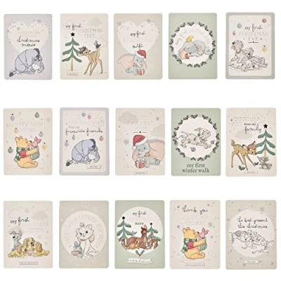 Image of Widdle Gifts Ltd Disney Baby&#039;s First Christmas Milestone Cards Pack of 15 4893, Multicolour
