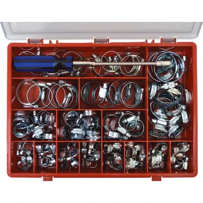 Image of Matlock Assorted Zinc Plated Hose Clips 140PC + Flexdriver