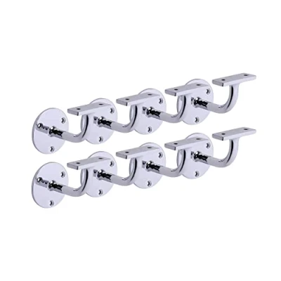 Image of HANDLEZONE® 8 Pack Heavy Duty Handrail Bracket for Stair Bannister, Wood and Steel Polished Chrome