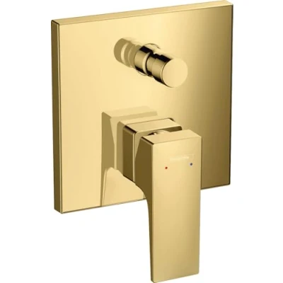 Image of Hansgrohe 32546990 Metropol Einhebel Wannenarmatur Unterputz mit Hebelgriff und integrierter Sicherungskombination nach EN1717 Optic Single Lever Bath Mixer tap, Polished Gold Look