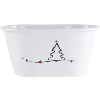 Image of Fyne Finds White Tin Pail Trough Plant Pot Modern Christmas Tree Stars 26cm Xmas Gift Festive Decor