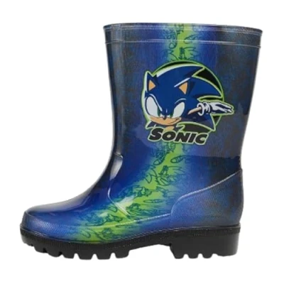 Image of SONIC THE HEDGEHOG Wellies Boys Girls Blue Rubber Rain Wellington Boots Snow Welly (Blue, UK Footwear Size System, Little Kid, Numeric, Medium, 9)