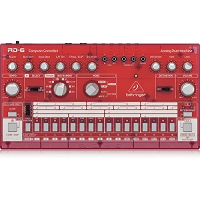 Image of Behringer RHYTHM DESIGNER RD 6 SB Analog Drum Machine with 8 Sounds, 64 Step Sequencer and Distortion Effects, Compatible PC Mac