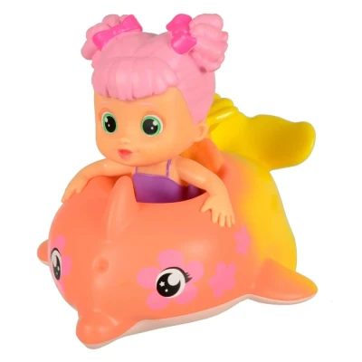 Image of Bloopies Floaties Dolphin Design Bath Toy Ring Wind Up Paddles Orange