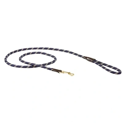 Image of WeatherBeeta Rope Leather Dog Lead, Navy/Brown, M