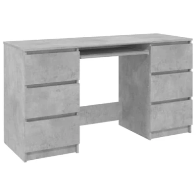 Image of vidaXL Writing Desk with Drawers Durable Home Garden Office Furniture Computer Study Table Laptop Workstation Concrete Grey Engineered Wood