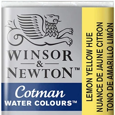Image of Cotman winsor &amp; newton half pan lemon yellow hue, watercolours, 1.6 x 1.1 1.9 cm