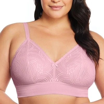 Image of Glamorise Women&#039;s Luxe Lace Bralette Wirefree 7012 Full Coverage Bra, Mauve, 44DD