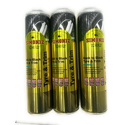 Image of SIMONIZ Back to Black Tyre Shine 600ml Restore &amp; Protect Tyres Durable Gloss Finish (6 x Can)