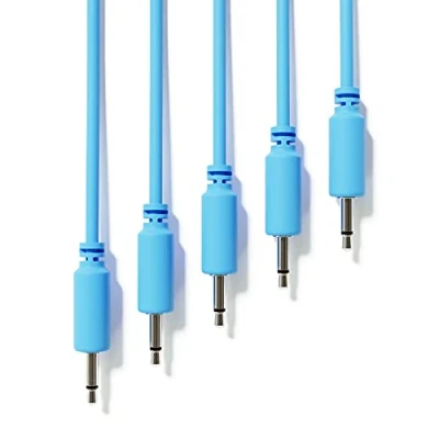Image of ExcelValley 5 Pack Mono Modular Patch Cables TS 3.5mm 1/8&quot; Eurorack Synthesizer [Blue 45 cm 18&quot;]