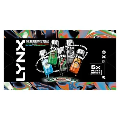 Image of Lynx Fragrance Squad Gift Set with multiple body spray variants perfect for any occasion 5 piece