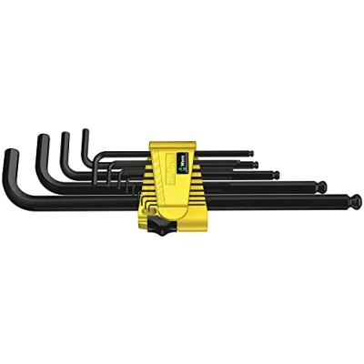 Image of Wera 05021728001 Hex Plus Key Set 950 PKL/13 SZ N High Torque with Ball end, Imperial BlackLaser, 0.05 inch 3/8 inch, 13 Piece