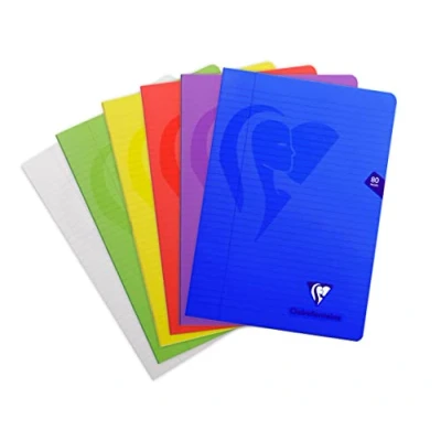 Image of Clairefontaine Ref 303125C Mimesys PP Stapled Notebook (80 Pages) 21 x 29.7cm, Polypro Cover, 90gsm Brushed Vellum Paper, Lined (+Margin) Ruling Random Colour