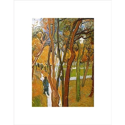 Image of Wee Blue Coo VAN GOGH WALK FALLING LEAVES 1889 OLD MASTER FRAMED ART PRINT B12X2256
