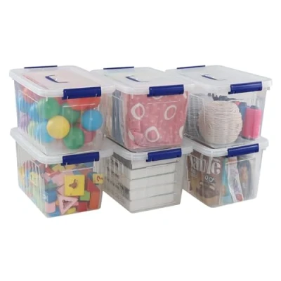 Image of Cadineer 10 L Clear Storage Boxes, Plastic Lidded Boxes Set of 6