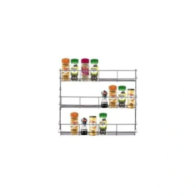 Image of Neo Chrome Steel Shelves Tier Spice Rack Jar Holder for Wall or Kitchen Cupboard Cabinet Storage Organiser (3 Tier)