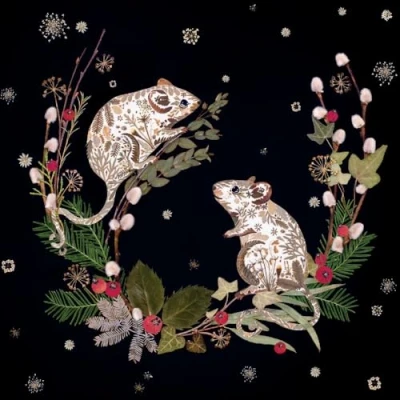 Image of Christmas Cards Pack of 8 Winter Mice by Helen Ahpornsiri Artistic Festive Wild Press Wildlife Design Made in the UK Eco Friendly