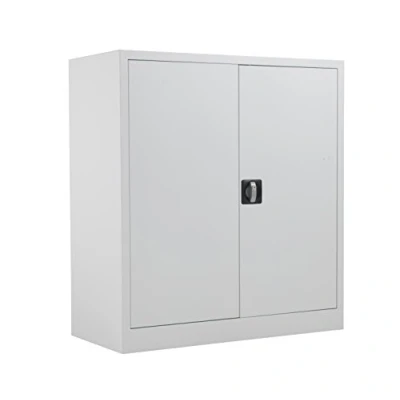 Image of Office Hippo Steel Storage Cabinet, Lockable Double Door Metal Cabinet With 2 Height Adjustable Shelves, 50kg Load Capacity Per Shelf White