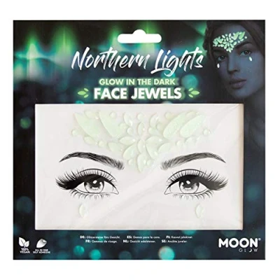 Image of Glow in the Dark Face Jewels by Moon Festival Body Gems, Crystal Make up Eye Glitter Stickers, Temporary Tattoo (Northern Lights)