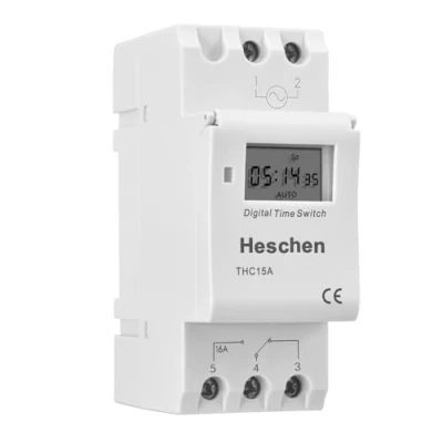 Image of Heschen Digital LCD Power Weekly Programmable Timer Relay Switch THC15A DC12V 16Amp SPST 35mm DIN Rail