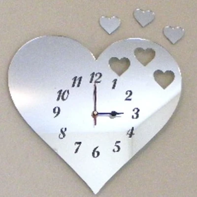 Image of Super Cool Creations Hearts out of Heart Clock Mirror 28cm x 24cm