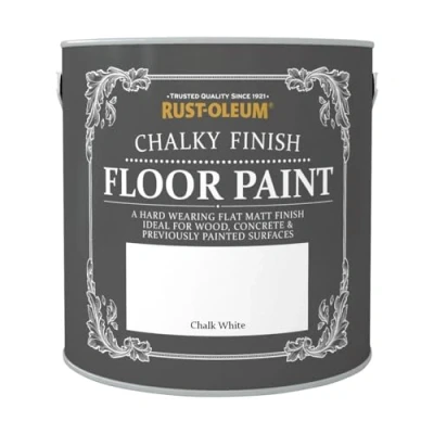 Image of Rust Oleum White Scratch Resistant Floor Paint in Matt Finish Chalk 2.5L
