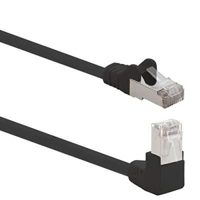Image of 1aTTack.de 366255 Cat.6 network cable angle 90 degrees 7.5m black 1 piece Cat6 patch (SFTP PIMF) 1000Mbit/s Rj 45 plug x meter
