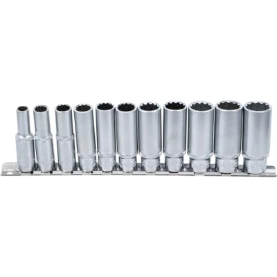 Image of BGS 5252 Socket Set, 12 point, deep 10 mm (3/8&quot;) Drive 8 19 11 pcs.