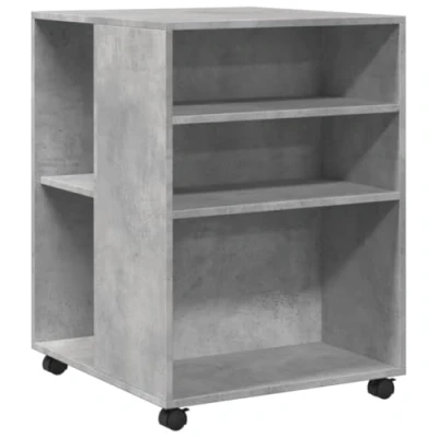 Image of vidaXL Side Table with Wheels Engineered Wood, Concrete Grey, 55x60x78 cm Living Room, Bedroom, Kitchen