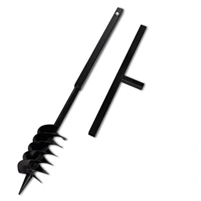 Image of &#039;vidaXL Ground Drill with Auger Bit 120mm, Double Spirals, Steel Black Tool for Digging Holes, Aeration, and Mixing Soil