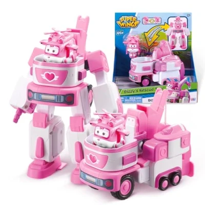 Image of Super Wings Deluxe Transforming Vehicle Series 2 Dizzy Plane and Bot Set Includes inch Figure