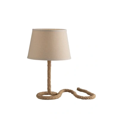 Image of Rope Table Lamp With Tappered Shade, Beige, E27