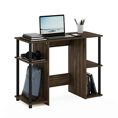 Image of Furinno JAYA Compact Computer Desk, Writing Study Columbia Walnut/Black