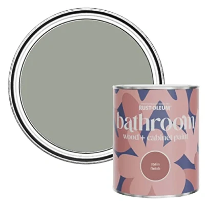 Image of Rust Oleum Green Moisture Resistant Bathroom Wood and Cabinet Paint in Satin Finish Tea Leaf 750ml